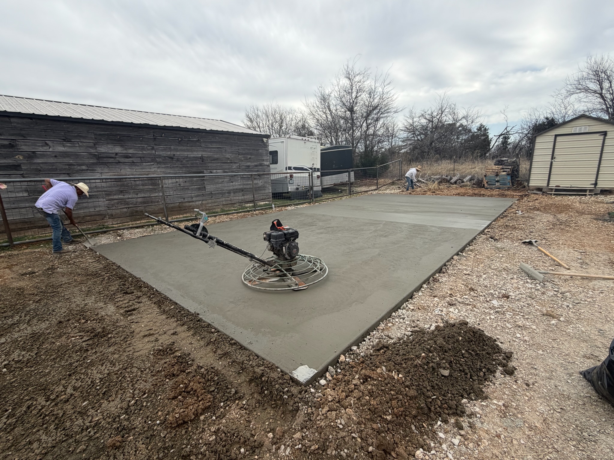 Finished China Spring RV pad with a smooth field and straight perimeter